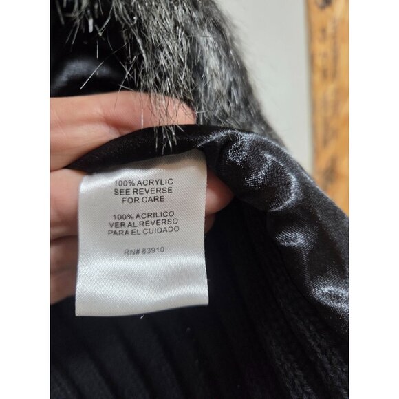 RXB Vest Black Faux Fur Sweater High Neck Long Tunic Style  Women's Medium - Picture 7 of 11
